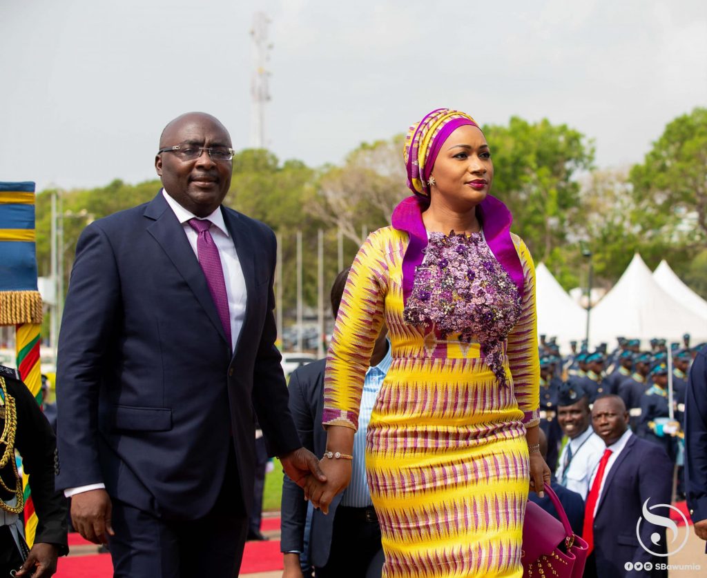 VP Bawumia with his wife, Samira Bawumia at the 2020 State of the Nation Address in Ghana's Parliament on Jan.19.  Photo Credit : Twins Dont Beg
