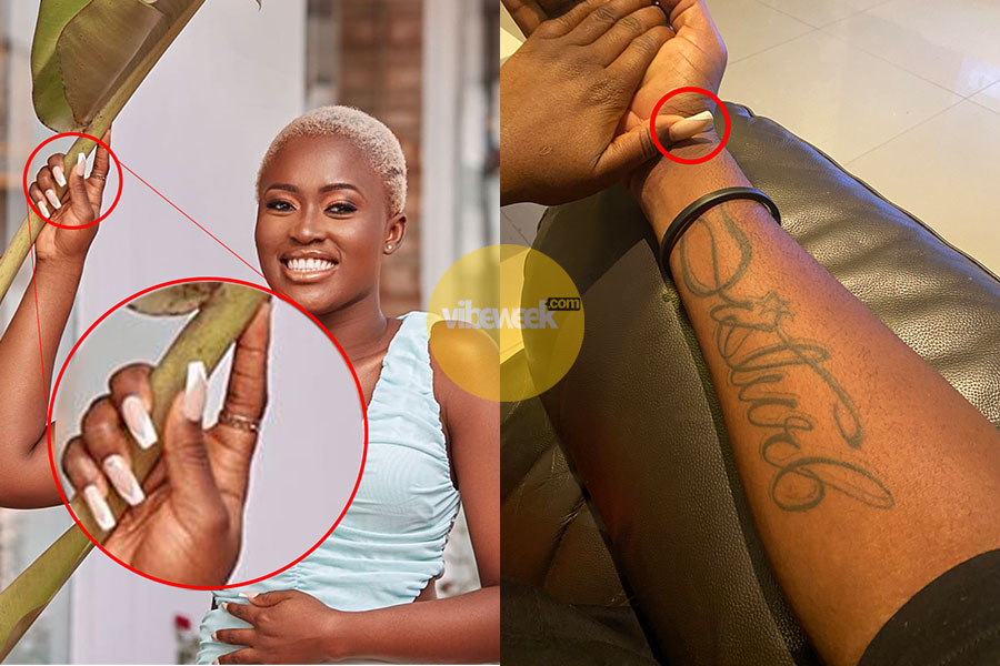 Fella Makafui gets first Tattoo with Medikal's Signature