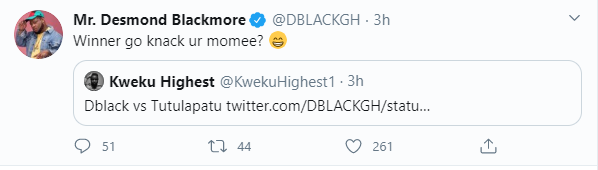 Screenshot of D Black#s twitter reply