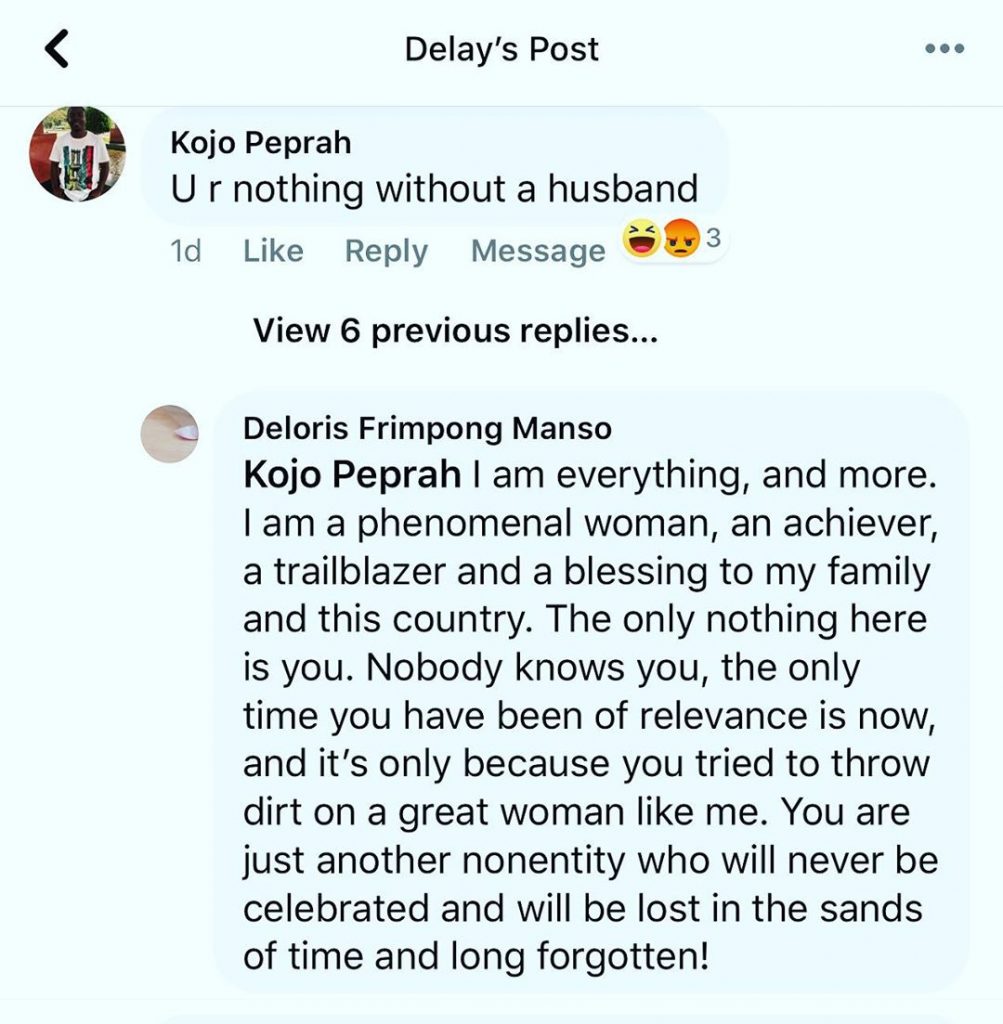 Delay blasts a fan who tells her to get a husband
