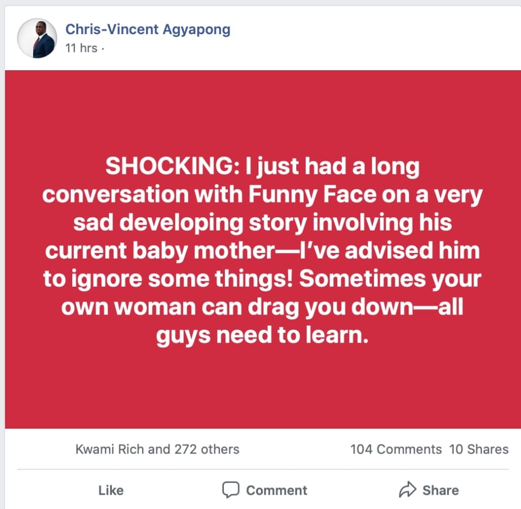 Funny face baby Mama threatens to divorce him (SCREENSHOT)