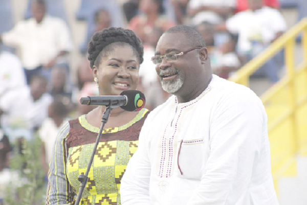 Linda Ampah and Inspector Bediako at the GMB 2017 Launch at Bukom Arena